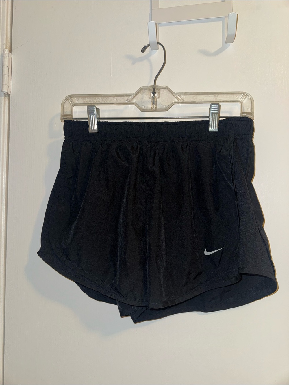 Nike Women's Black Athletic Dri-Fit Running Shorts with Reflective Swoosh